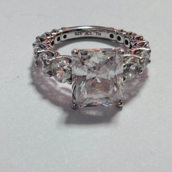 Platinum Clad® 925 Sterling Silver Cushion Cut CZ Engagement Ring Size 4 - Picture 14 of 14